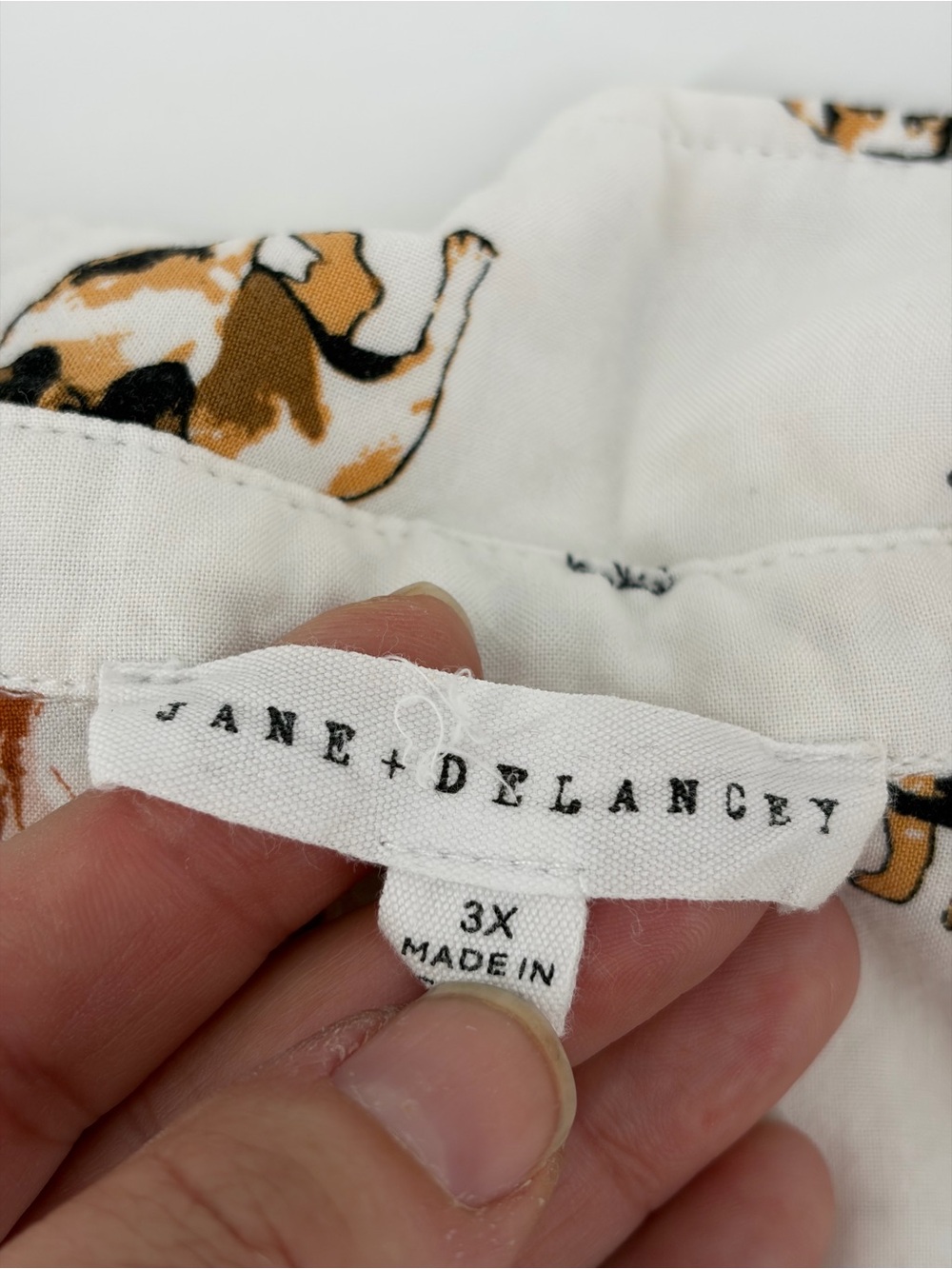 Jane + Delancey Shirt Womens 3X White Dog Print Button Front Tunic Top Dogs - Picture 3 of 7